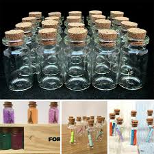 50 X Mini Glass Bottles Jars Cork