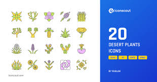 Desert Plants Icon Pack 20 Colored