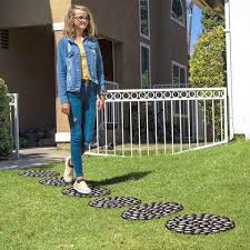 A1 Home Collections Multi Functional Garden Stepping Stone Mat Round Natural Rubber Heavy Duty Beautiful Hand Finished Design 12 Inchx12 Inch Set Of