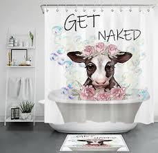 Cow Shower Curtain Farmhouse Wildlife