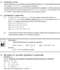 Chapter 3 Quadratic Equations Notes