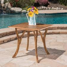 Noble House Hermosa 31 5 Square Wooden Patio Dining Table In Teak