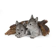 Hi Line Gift Grey Wolf Cubs Hiding