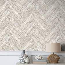 Herringbone Wood Whitewash Vinyl L