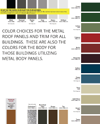 Metal Color Chart Bilt Wel Buildings
