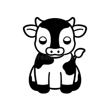 Cute Small Baby Cow Vector Icon Cartoon