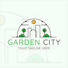Garden City Logo Modern Line Art Vector
