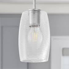 2 1 4 In Ridged Glass Cylinder Pendant
