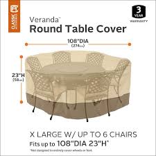 Classic Accessories Veranda Round Patio Table Chair Set Cover