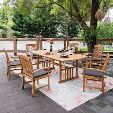 7 Piece Teak Wood Outdoor Dining Set