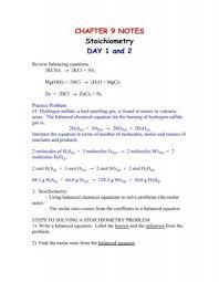 Chapter 9 Notes Stoichiometry Day 1 And