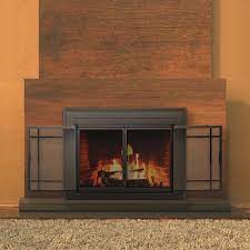 Pleasant Hearth Easton Black Fireplace Glass Firescreen Doors Medium