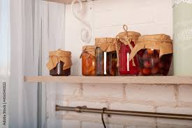 Wooden Shelf Table Above A Blurry