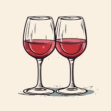 Two Glasses Of Red Wine Icon Vector