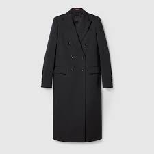 Double Ted Long Wool Coat In Black