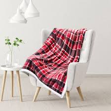 Tidoin Plaid Red Polyester 50 In X 60