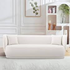 Cream Linen Upholstered Sofa
