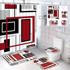 Geometric Shower Curtain And Rug Sets