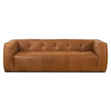 Saddle Tan Straight Leather Sofa
