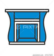 Fireplace With Doors Icon Stock