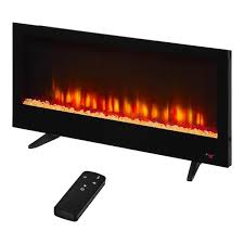 42 In Wall Mount Electric Fireplace In Black