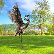 Chisheen Metal Garden Crane Statues For