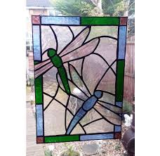 Dragonfly Stained Glass Panel For Wall