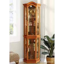 Floor Standing Oak Lighted Curio