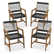 Gymax Patio Acacia Wood Dining Chairs