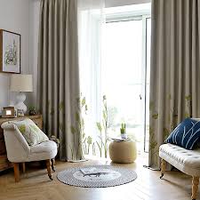 Wheat Embroidery Linen Wide Curtains
