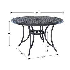 Mondawe High Quality Dark Bronze 48 In Round Cast Aluminum Metal Outdoor Dining Table Patio Table