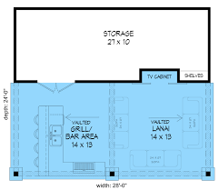 Poolhouse Plan With Bar And Lanai