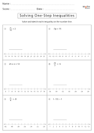 One Step Inequalities Worksheets With