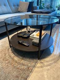 Round Glass Top Coffee Table Metal