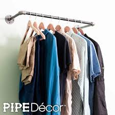 Pipe Decor 1 2 In X 2 Ft L Black Pipe Wall Mounted Clothing Rack Kit Industrial Steel Grey