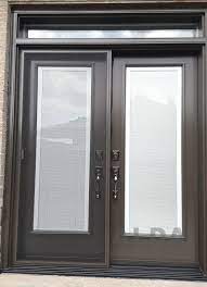 Brown Front Door With Matching Transom