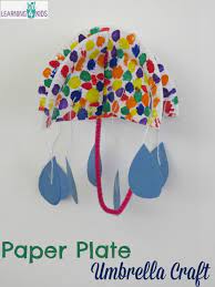 Paper Plate Umbrella Craft Learning 4