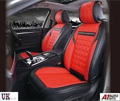 Deluxe Red Pu Leather Front Seat Covers