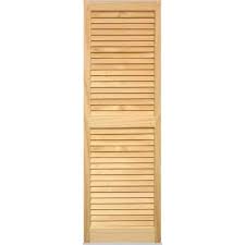 Louvered Shutters Pair Unfinished Pine