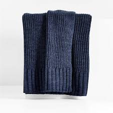 Deep Indigo Sweater Knit Throw Blanket