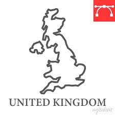 Map Of United Kingdom Line Icon