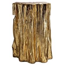Garden Stool Log Gold 14x20h