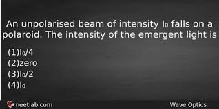 an unpolarised beam of intensity i₀