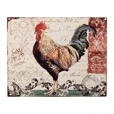 Sign 25x20 Cm Beige Iron Rooster Wall Board