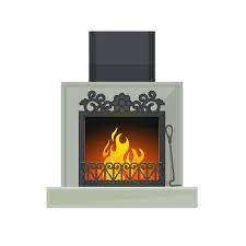 Home Stone Fireplace Flame Wood Chunks