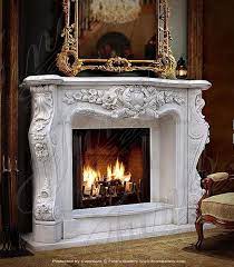 White Ornate French Fireplace Mantel