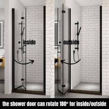 30 To 31 1 4 In W X 72 In H Bi Fold Frameless Shower Doors In Black With Clear Glass Bfh30mb