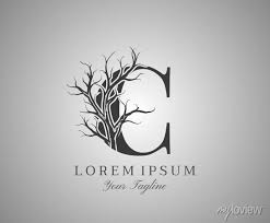Letter C With Dead Tree Design Logo