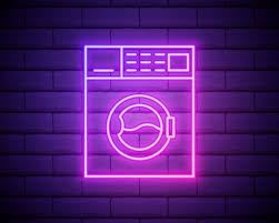 Glowing Neon Washer Icon Isolated On