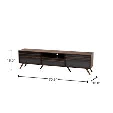 Baxton Studio Naoki Modern And Contemporary Two Tone Finished Wood Tv Stand With Drop Down Compartments Grey Walnut